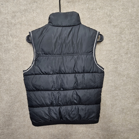 Fila Sport Y2K Puffer Vest Small Black Full Zip Retro Patch Athleisure Warm - Picture 2 of 12